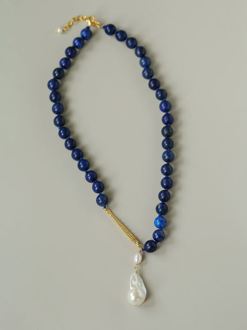 Golden Fish Gemstones Beaded Baroque Drop Necklace